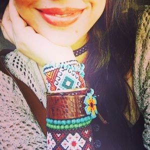 Bohemian Bracelet beaded cuff Indigenous Native